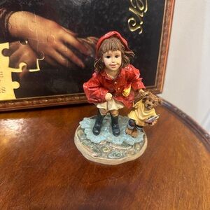Yesterday child 
Whimsical Red Hooded Girl and Teddy Figurine
